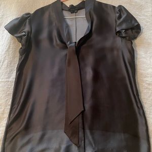 Theory Chocolate 100 % Silk Blouse